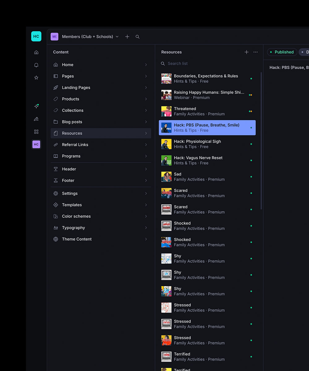 Members platform CMS managing Club and Schools resources